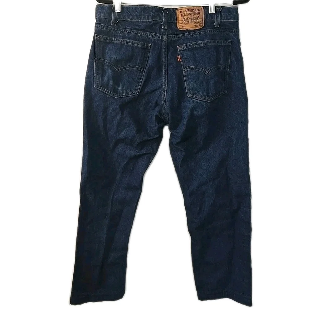 Vintage Orange Tab Levi's 506 Dark Wash Blue‎ Jeans Size 36x27 Paint Splatter
